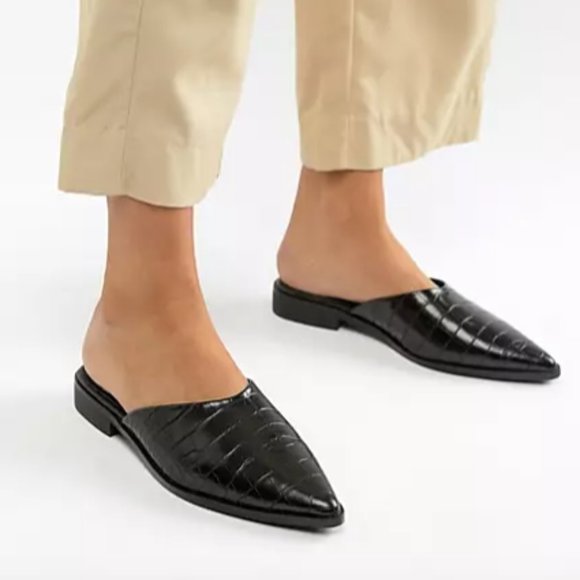 ASOS DESIGN Mico mules in black croc - Picture 1 of 4
